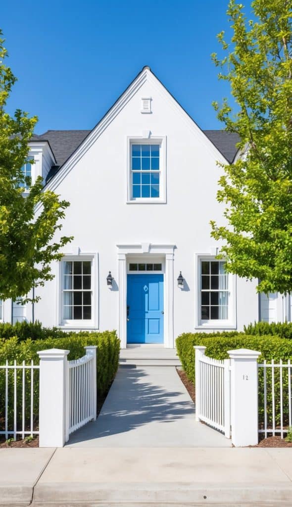 21 White Home Exterior With Blue Doors for Timeless Charm - Bloom & Brick