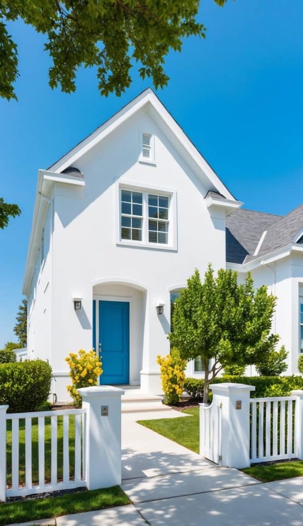 21 White Home Exterior With Blue Doors for Timeless Charm - Bloom & Brick