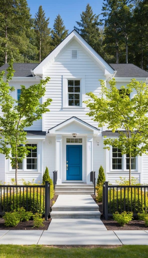 21 White Home Exterior With Blue Doors for Timeless Charm - Bloom & Brick