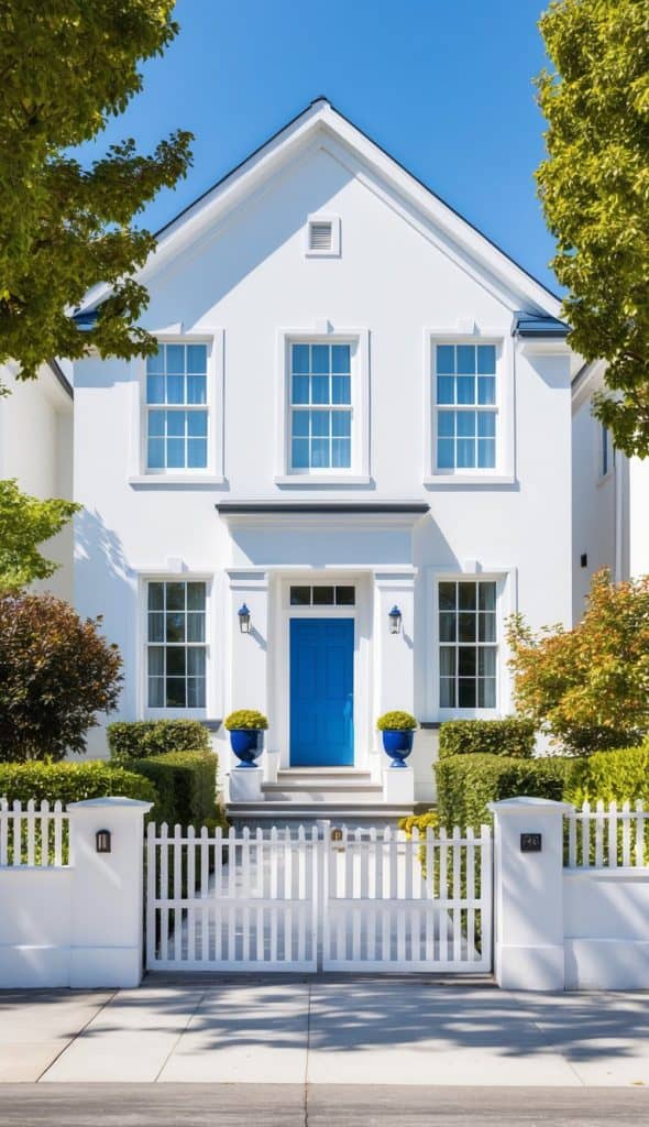 21 White Home Exterior With Blue Doors for Timeless Charm - Bloom & Brick