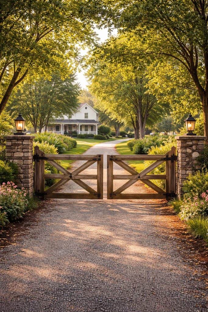 26 Farmhouse Driveway Entrance Ideas for a Rustic, Welcoming Entry ...