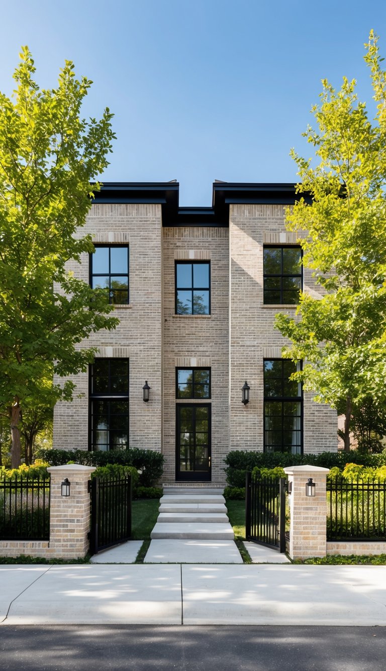 A sleek, modern 50-brick home with black windows
