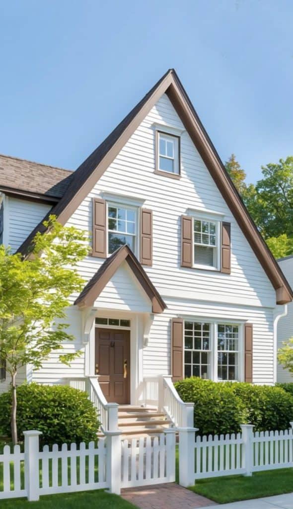 17 White Home Exterior with Brown Trim: Cozy and Classic Designs ...